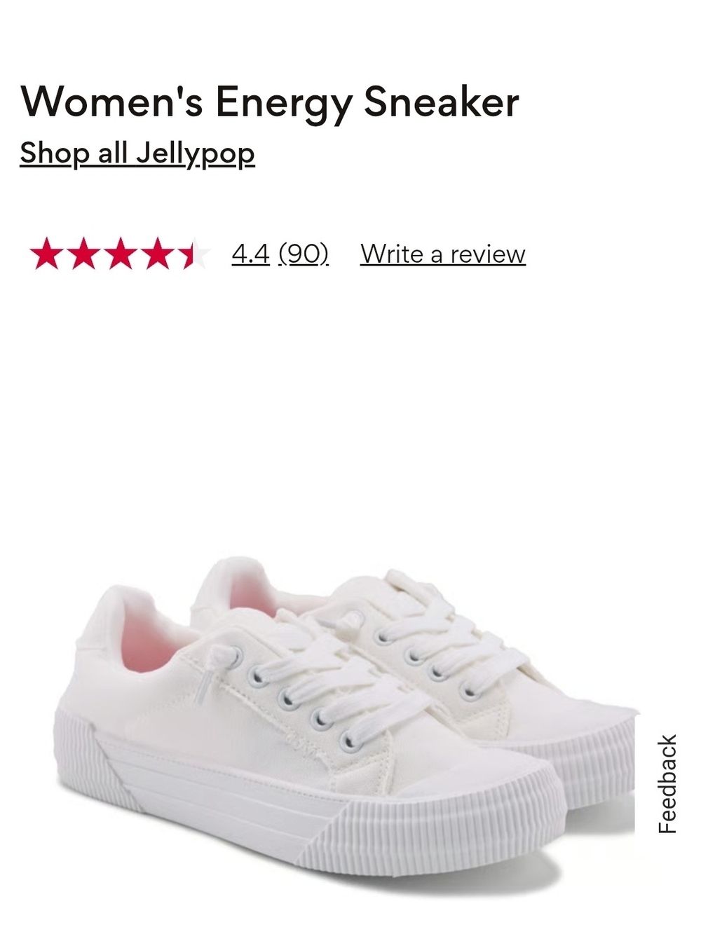 Jellypop Women's Low-Top White Sneakers with Pink Liner